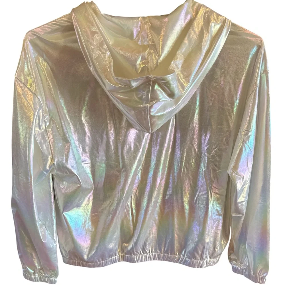 Allegra K Iridescent Bomber Jacket - Picture 2 of 4